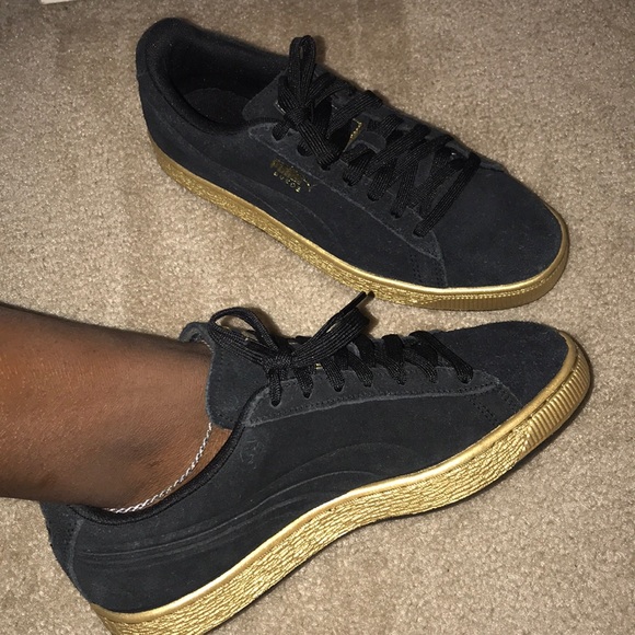 black gold puma shoes